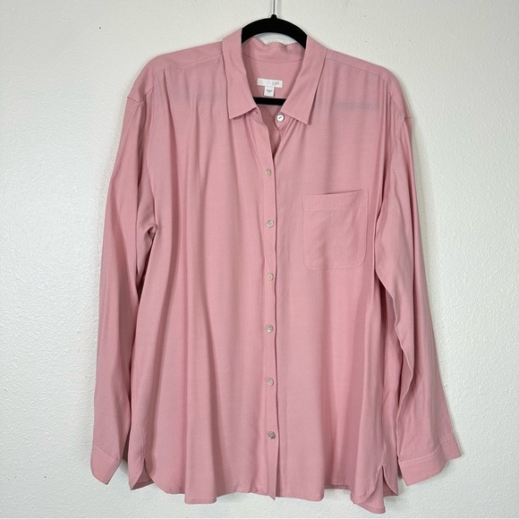 J. Jill button down blouse bubblegum pink Barbie barbiecore business casual fall - Picture 9 of 9